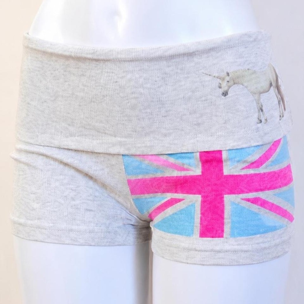 y2k union jack unicorn hot pants tumblr core
